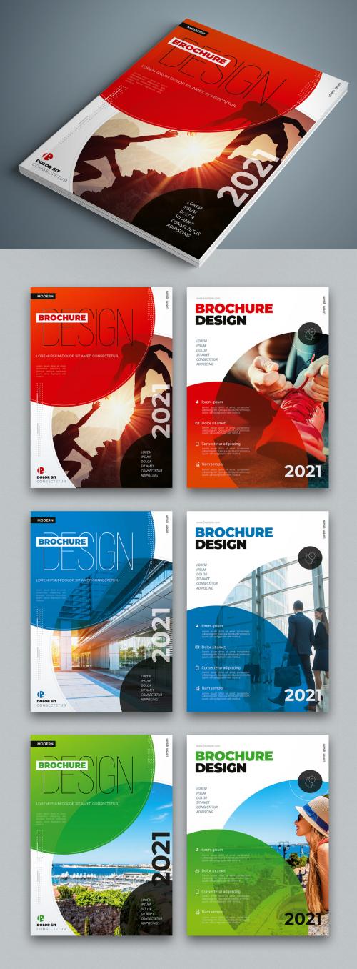 Business Report Cover Layout Set with Circular Elements - 308989250