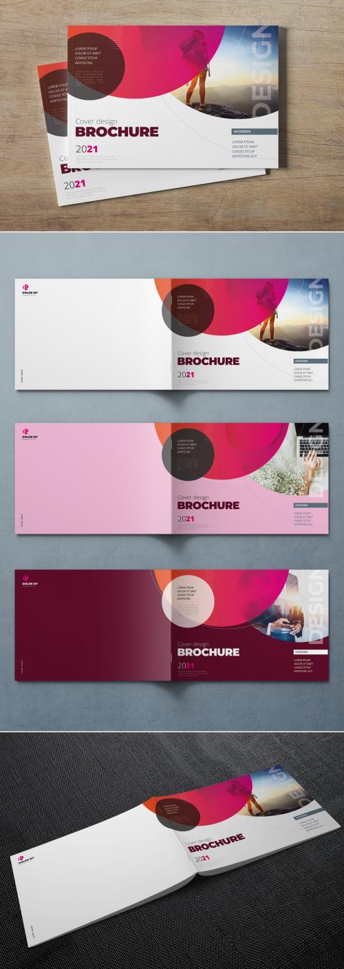 Landscape Business Report Cover Layout Set with Circle Elements - 308989678