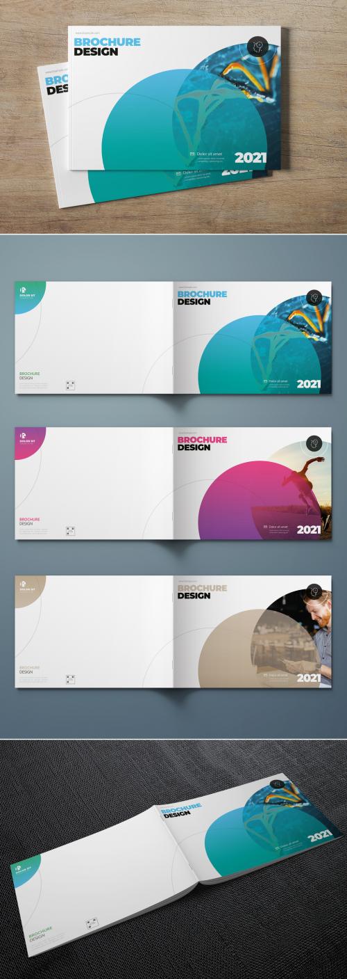 Landscape Business Report Cover Layout Set with Circle Elements - 308989761