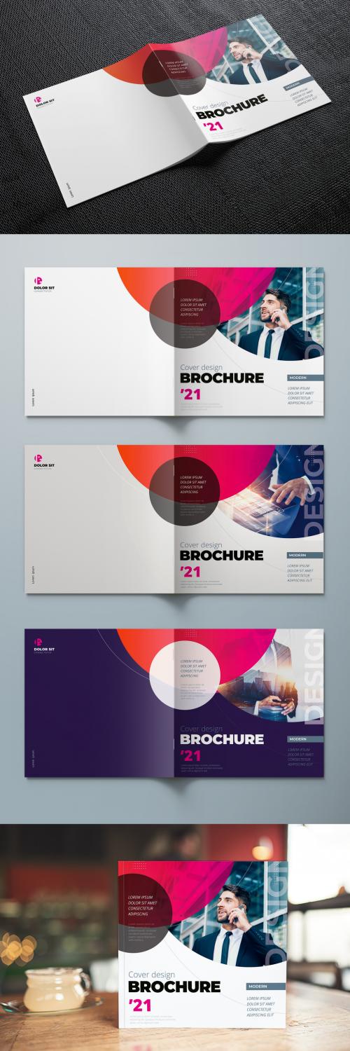 Square Report Cover Layout Set with Colorful Circle Elements - 308990131