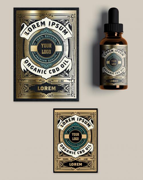 Vintage Cbd Oil Label Layout - 308997996