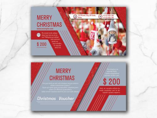 Christmas Voucher Layout with Red Accents - 309028619