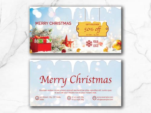 Christmas Voucher Layout with Blue Accents - 309028635