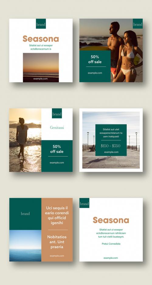 Teal and Tan Social Media Post Layout Set - 309245778