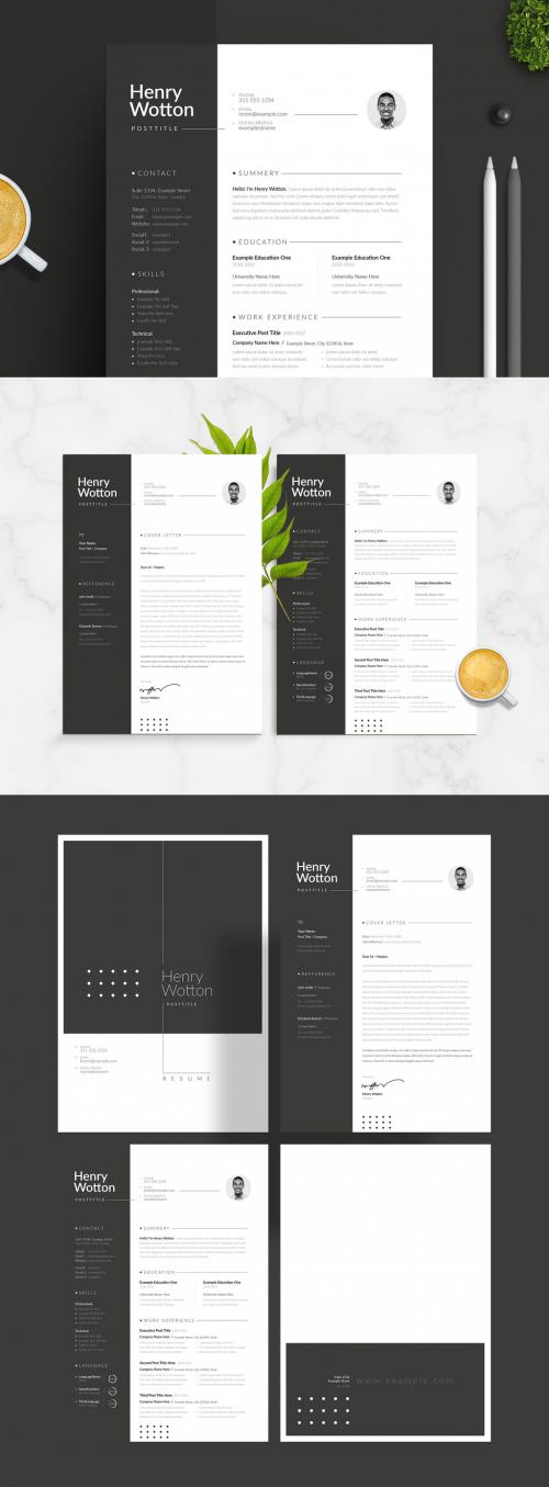 Creative Resume and Cover Letter Layout with Dark Sidebar Design - 309248833