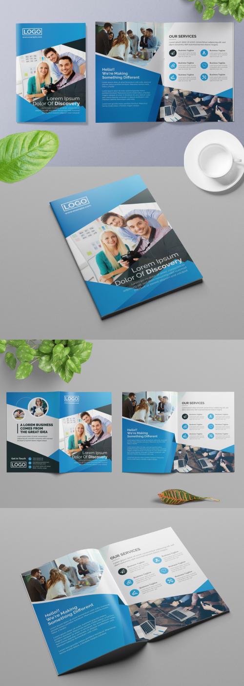 Business Brochure Layout with Blue Accents - 309429138