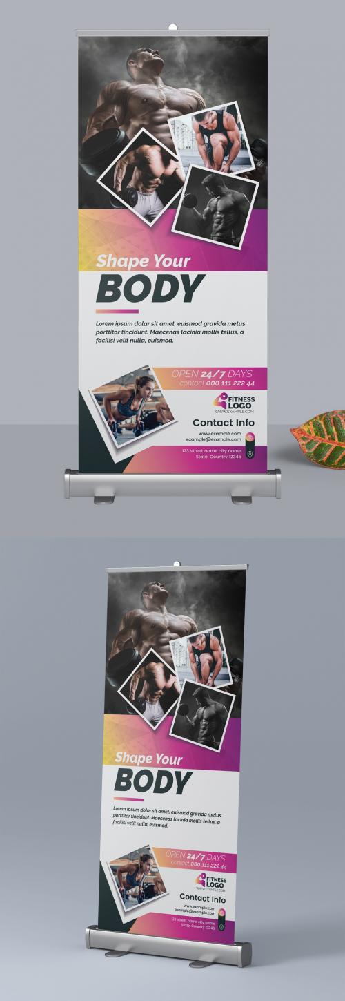 Roll-Up Banner Layout with Gradient Elements - 309429314