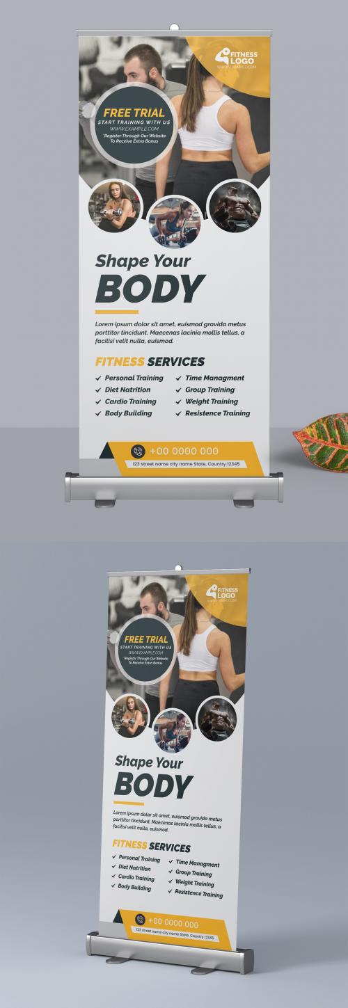 Roll-Up Banner Layout with Orange Accents - 309429326