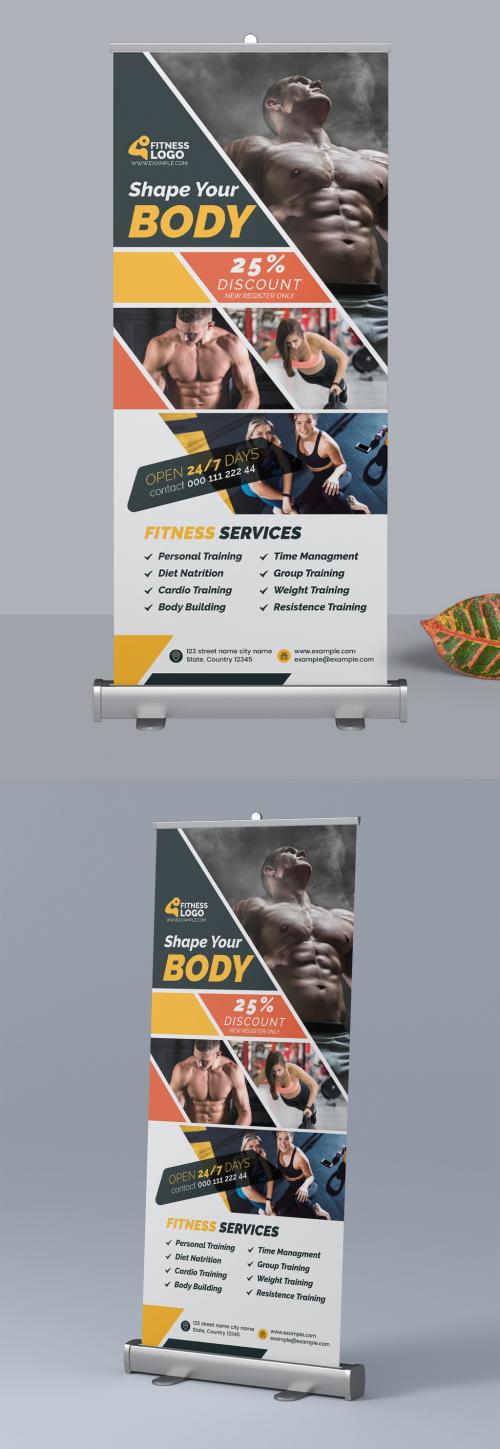 Roll-Up Banner Layout with Orange Accents - 309429350