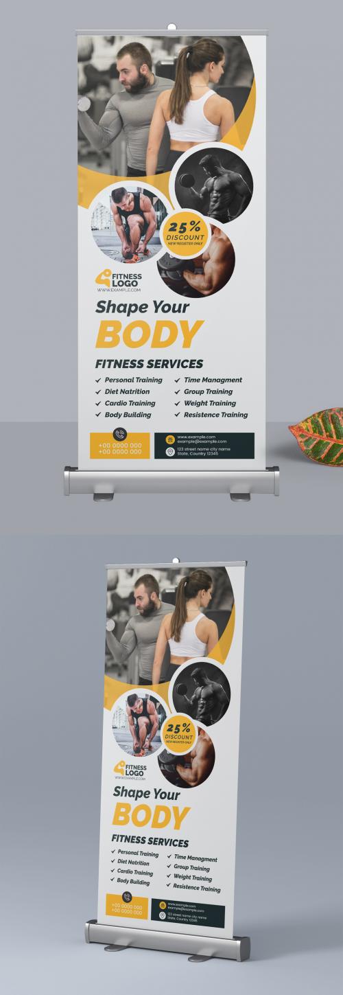 Roll-Up Banner Layout with Orange Accents - 309429363