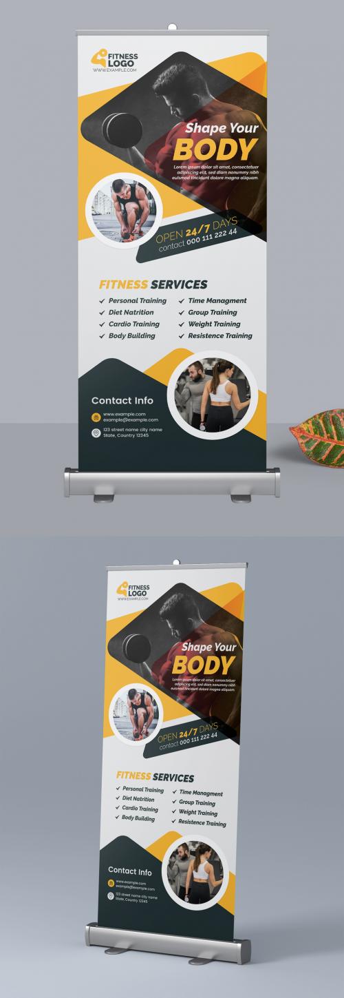 Roll-Up Banner Layout with Orange Accents - 309429405