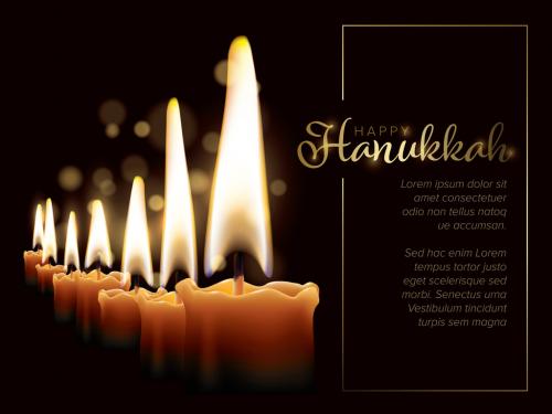 Hanukkah Card Layout with Seven Candles - 309457906