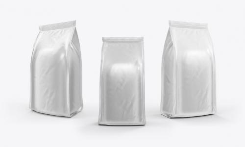 Set 3 Metallic Coffee Bags Mockup