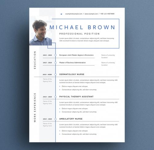 Creative Resume Layout with Geometric Shapes and Lines - 309483250