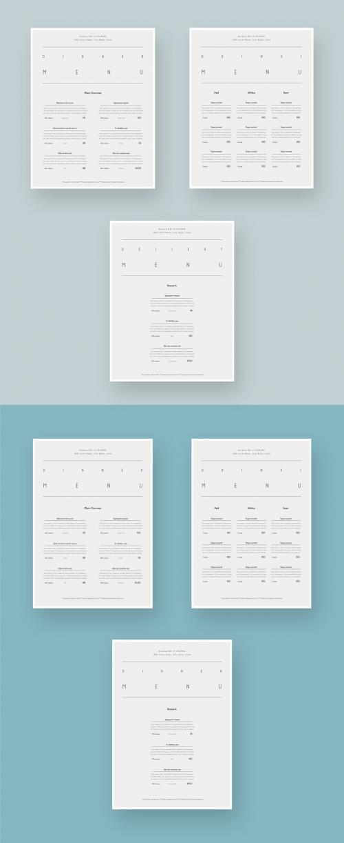 Food and Wine List Menu Layout in Two Sizes - 309485323