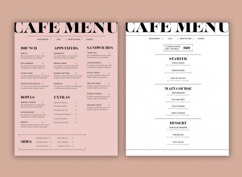 Pink and White Menu Layout Set - 309485333