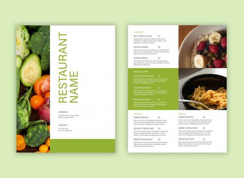 Menu with Green Accents Layout Set - 309485345