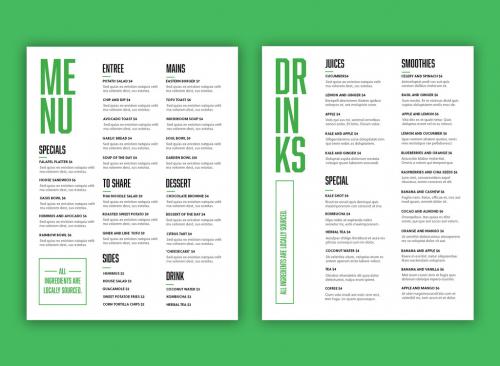 Menu with Green Accents Layout - 309485386