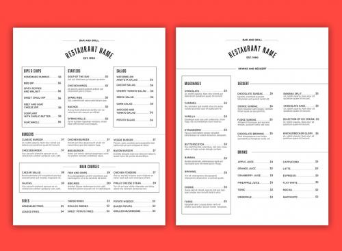 White Menu Layout Set - 309485388