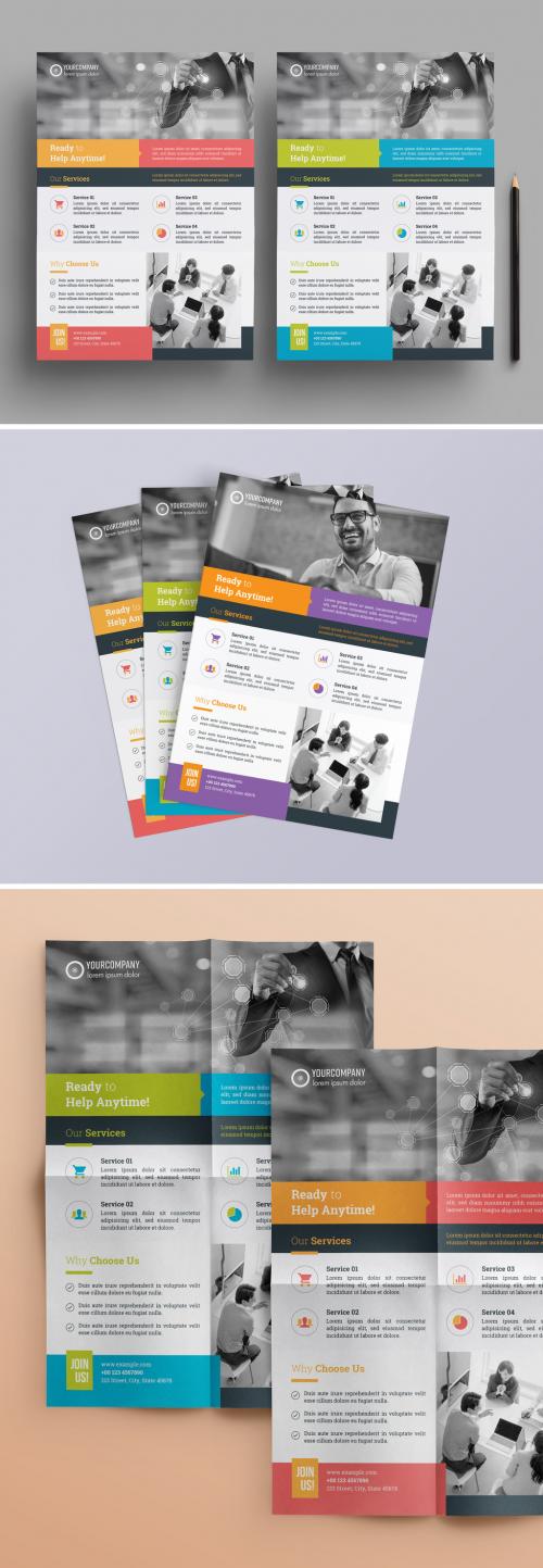 Corporate Flyer Layout with Colorful Elements - 310004270