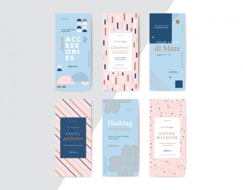 Rectangular Mobile Banner Layouts with Pastel Patterns - 310005794