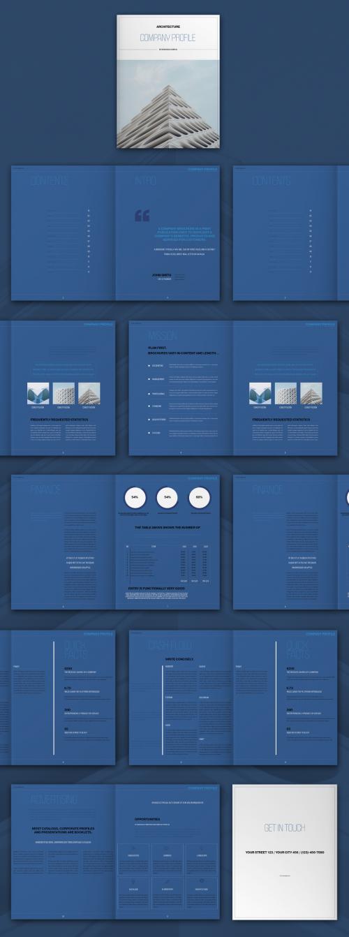 Architecture Brochure Layout with Blue Elements - 310219367