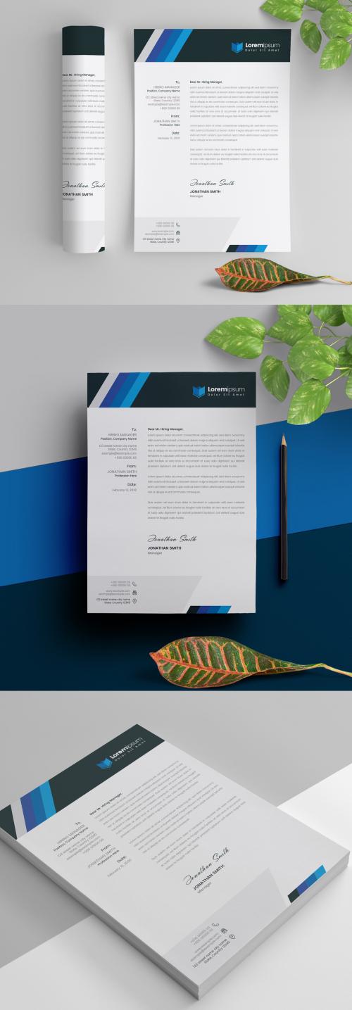 Clean Letterhead Layout with Blue Accents - 310254945