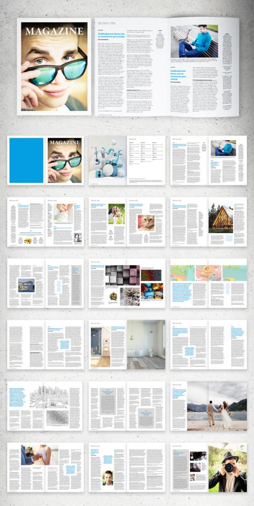 News Magazine Layout with Blue Accents - 310257525