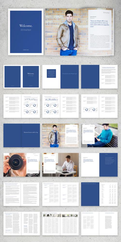 Blue and White Annual Report Brochure Layout - 310262496