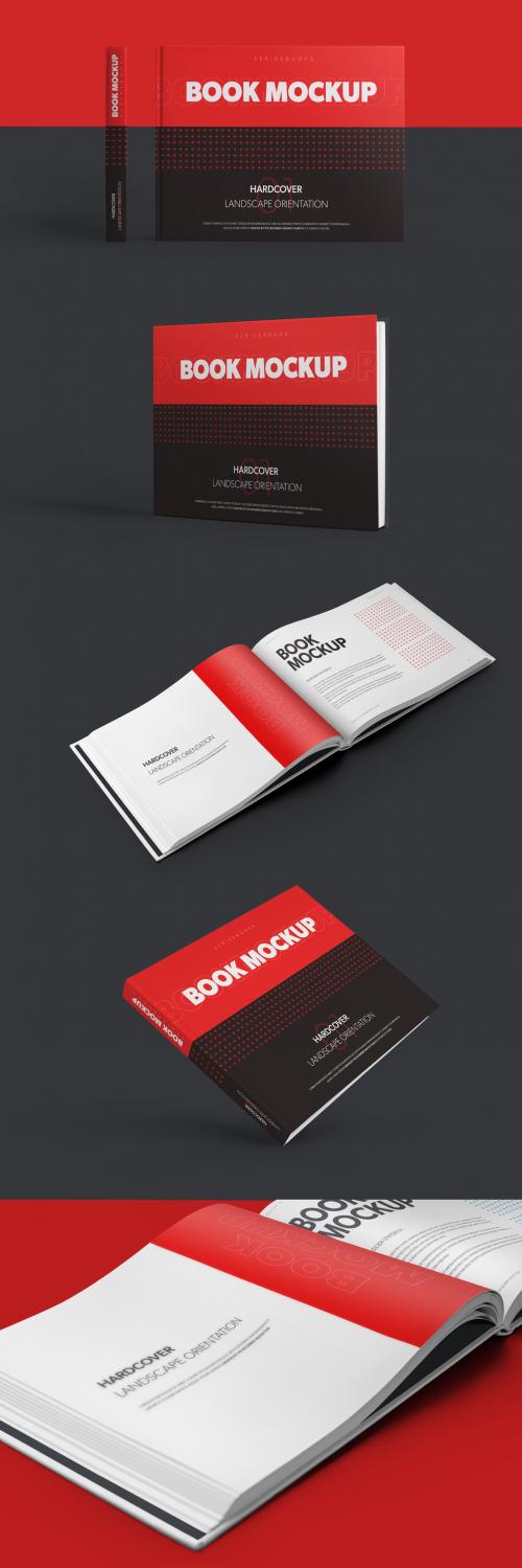 5 Mockups of Landscape Hardcover Books - 310468408