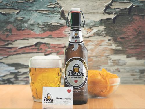 Retro Beer and Business Card Mockup - 310722083