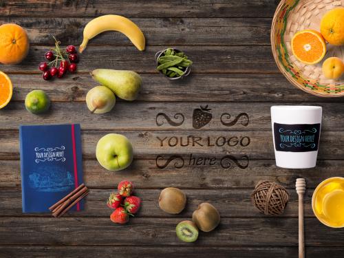 Organic Food Mockup Citruses and Recipe Book - 310722259