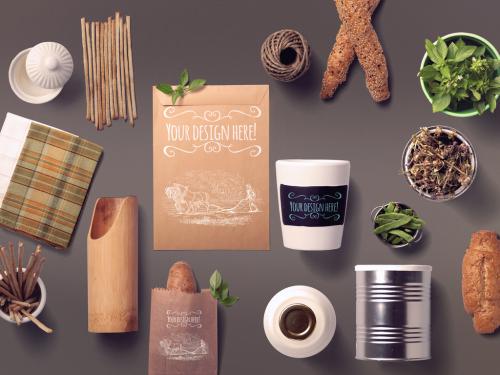 Organic Food Bread and Spices Mockup - 310722374