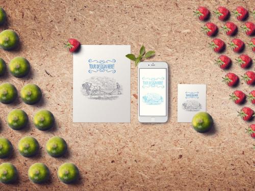 Fruits with Sawdust Background Mockup - 310722424