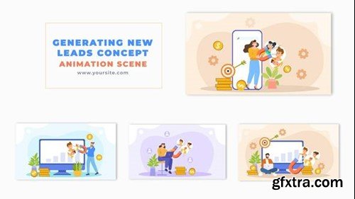 Videohive Lead Generation Concept 2D Character Animation Scene 49459011