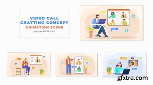 Videohive Video Call Meeting Flat Design Character Animation Scene 49459123