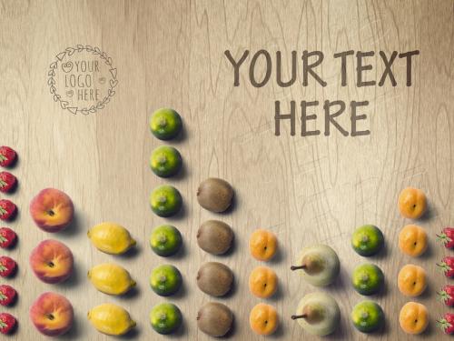 Fruits on Wooden Background Mockup - 310724755