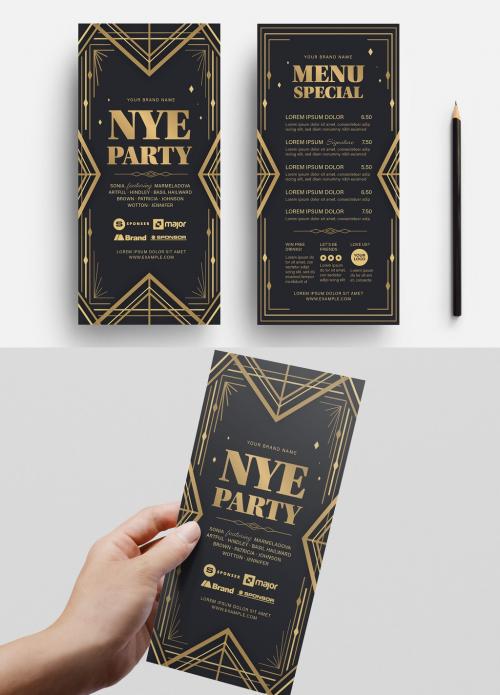 Art Deco New Year Party Flyer Card Layout - 310932643