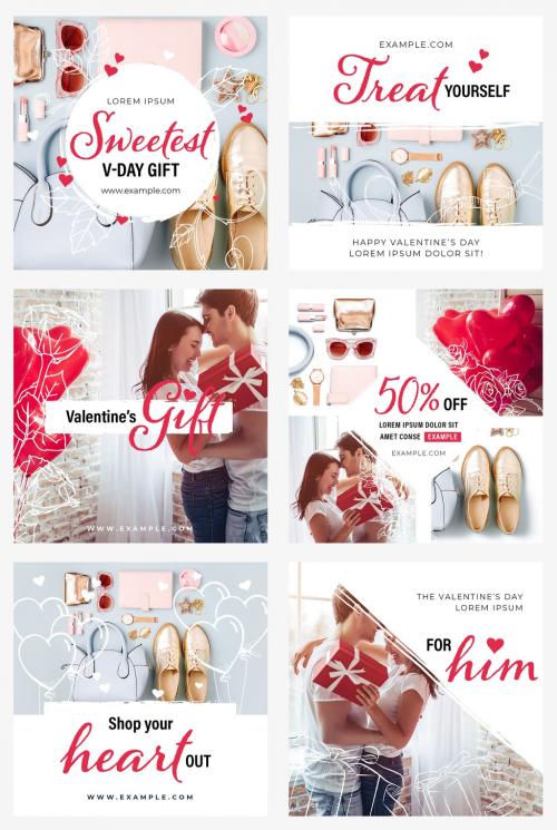 Valentine's Day Social Media Post Layout Set - 312957776