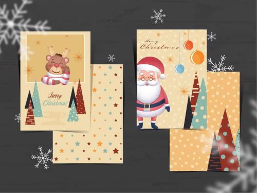 Merry Christmas Greeting Card Layout Set - 312975273