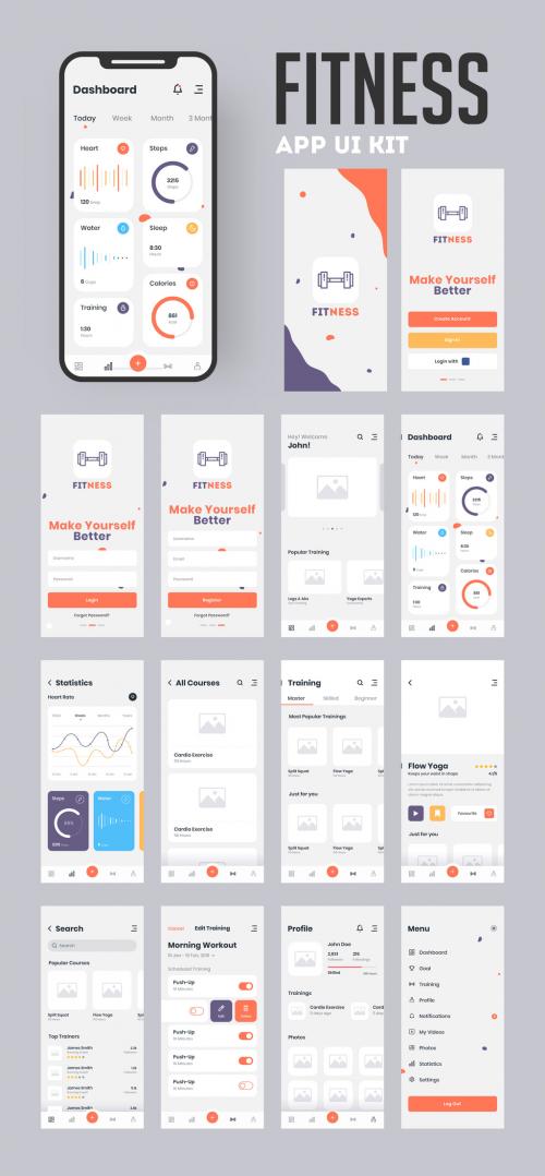 Mobile Health App Ui and Ux Screen Layouts - 312975274