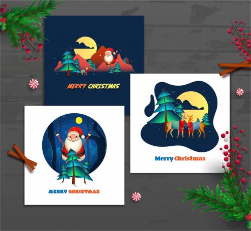 Card Layouts for Merry Christmas with Santa Claus - 312975285