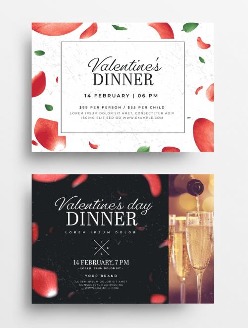 Valentine's Day Flyer Layout with Rose Petal Illustration - 312984648