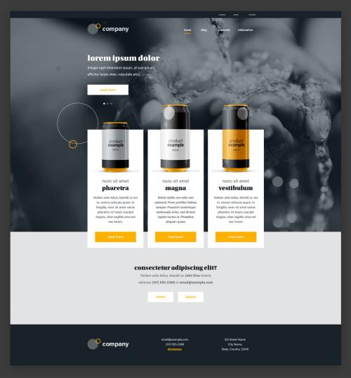 Homepage Website Design Layout Black and White with Yellow Accents - 313134840