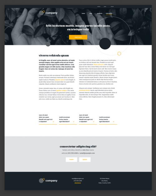 Information Page Website Design Layout Black and White with Yellow Accents - 313134841