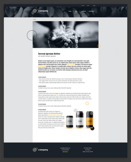 Blog Detail Page Website Design Layout Black and White with Yellow Accents - 313134853