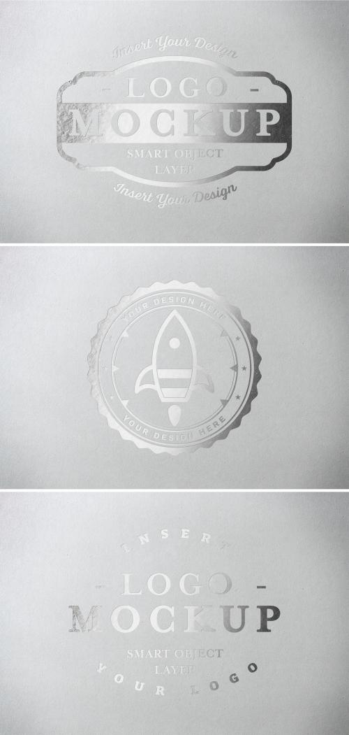 Metallic Paper Pressed Logo Mockup - 313648341