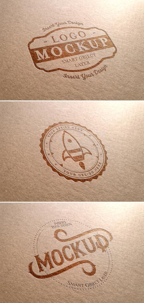 Debossed Logo Mockup on Cardboard Texture - 313648771