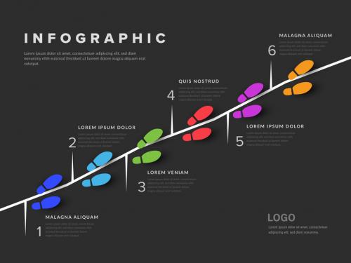 Infographic Layout with Colored Shoes Illustrations - 313665850