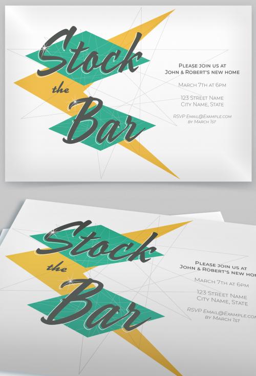 Mid-Century Style Stock the Bar Invite Layout - 313678270